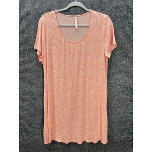 Soma Cool Nights Short Sleeve Nightshirt Women’s Large Coral Pink/Orange Scoop